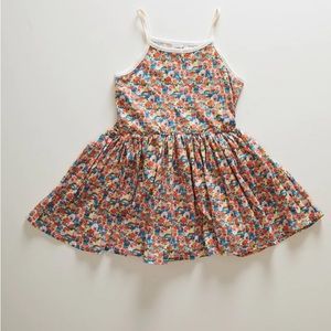 Kids Flouncy Dress In Gardenia + Intense Flower 2/3 years old